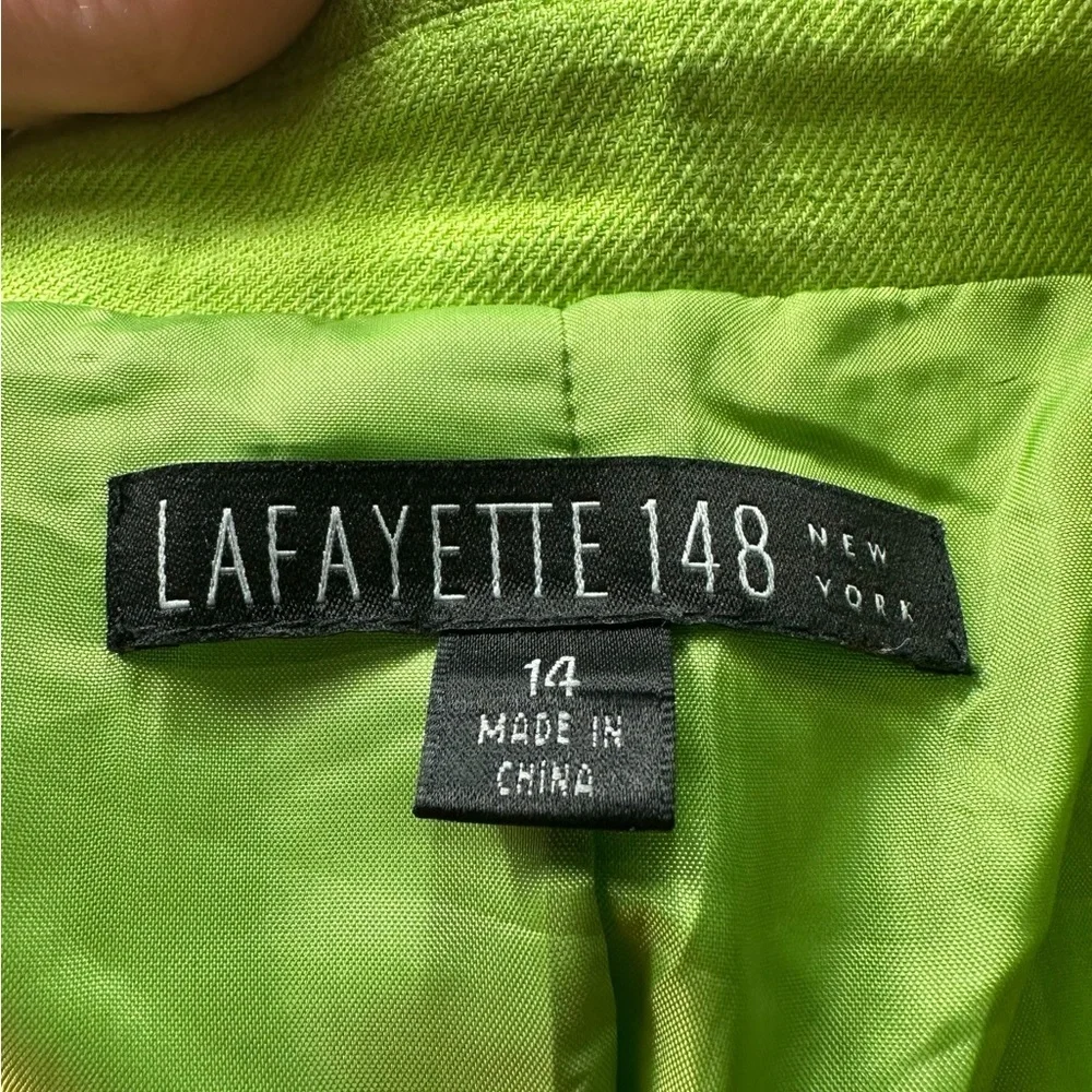 LAFAYETTE 148 NEW YORK: Green Sleeveless Midi Linen Dress &  Blazer Set -size 14